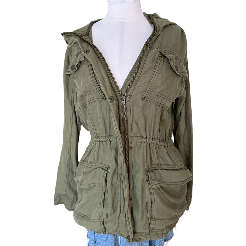 Vintage y2k Abercrombie & Fitch Utility Jacket XS Green Hooded Cargo Pocket